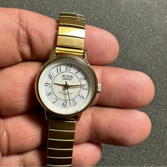Acqua By Timex Indiglo Ladies Quartz Watch Gold Tone White Dial P9 Working - Picture 1 of 10